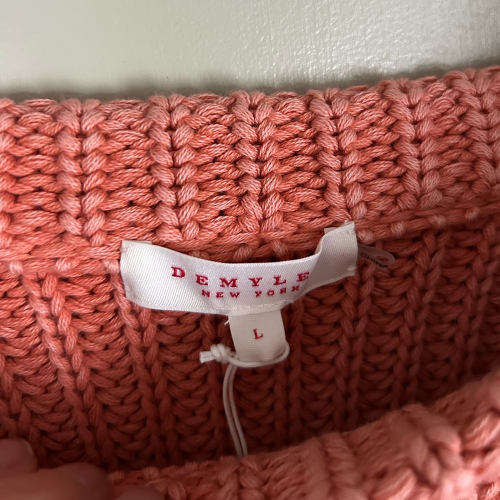 DEMYLEE NY — Tyler Washer Cotton A-line Sweater in Soft Coral — Size L - Picture 2 of 3